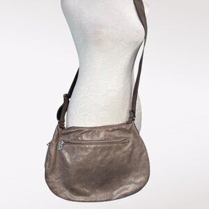 RUDSAK Taupe Leather Crossbody Bag Adjustable Strap Silver Hardware